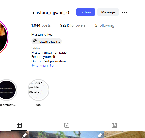 900k+ Follower Instagram Profile | 1m Monthly Reach | Indian Audience