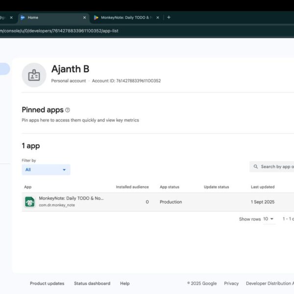 1 App Live | 2021 Google Console | No Issue