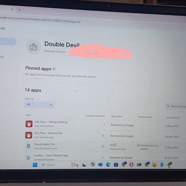 5 Year Verified Google Console | 6 App Live | 1 Removed By Google