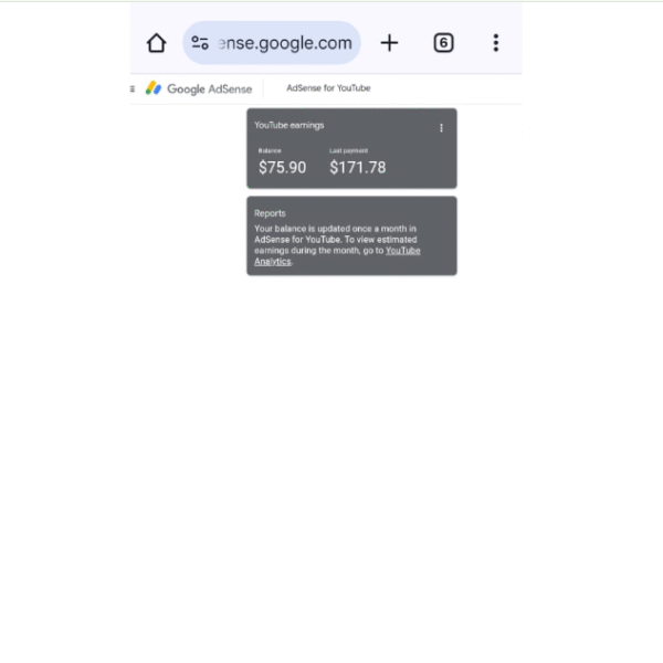 9 Payment Received Adsence Account | 2 Year Old | 75$ Balance | No Policy Issue
