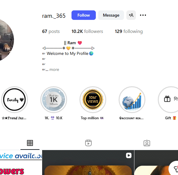 10k+ Follower Instagram | Indian Audience | 16k+ Monthly View