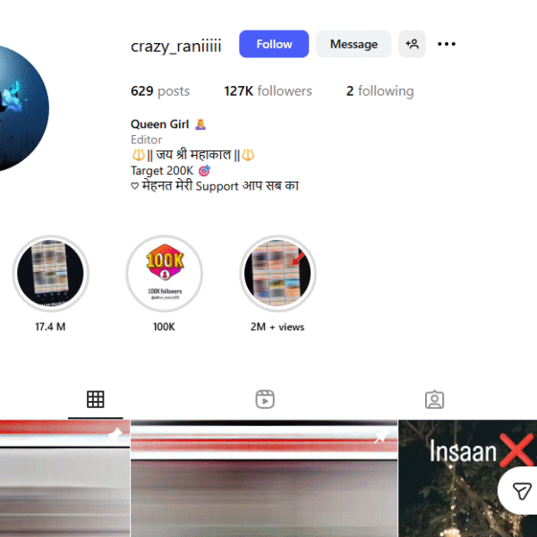 127k+ Follower Instagram | Comedy Niche | 128k+ Monthly Follower | Status Green