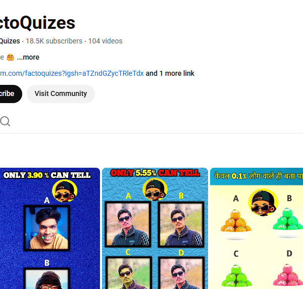 18k+ Subscriber Non-Monetised Channle | 200K+ Monthly View | No Strike