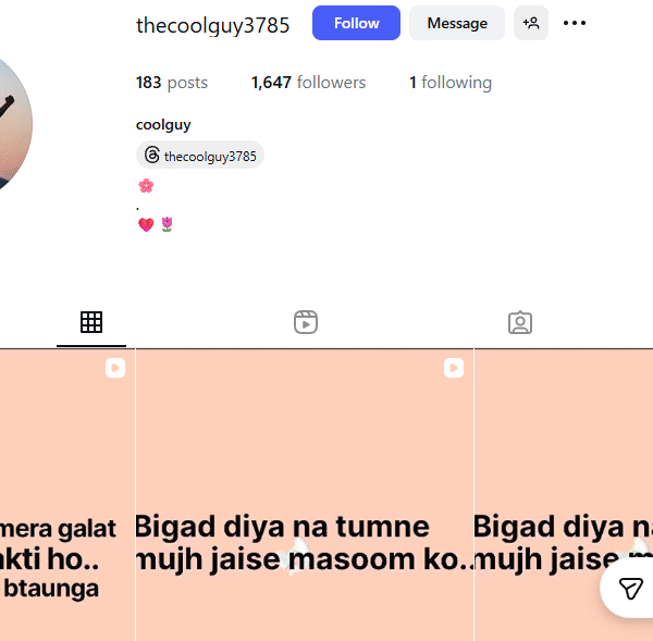 3.7m+ Monthly View Instagram | 1600+ Follower | No Policy Issue