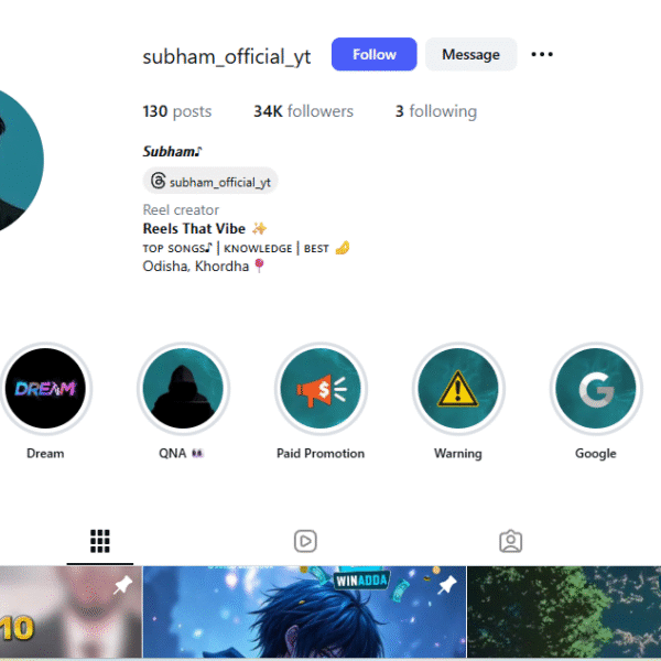 34k Follower Instagram | 1.3m+ Views | No Policy Issue