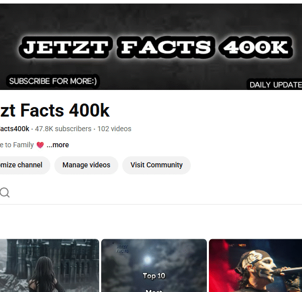 47k+ Subscriber Non-Monetised Channel | 632K+ Monthly View | No Strike