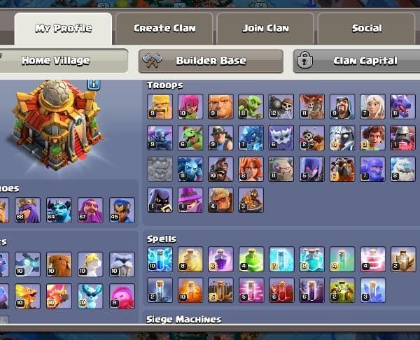 Town Hall 16 | 500 Gems | 5 Heros