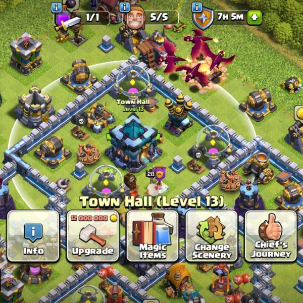 Town Hall 13 | 500+ Gems | 5 Heros