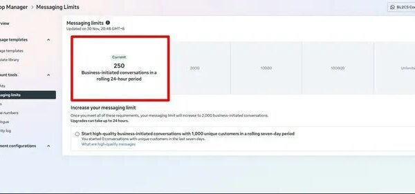 4 Year Old Verified FB Business Manager | 250 Whatsapp Message Limit