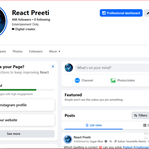 Monetized Page | 46k Follower | 189k Views