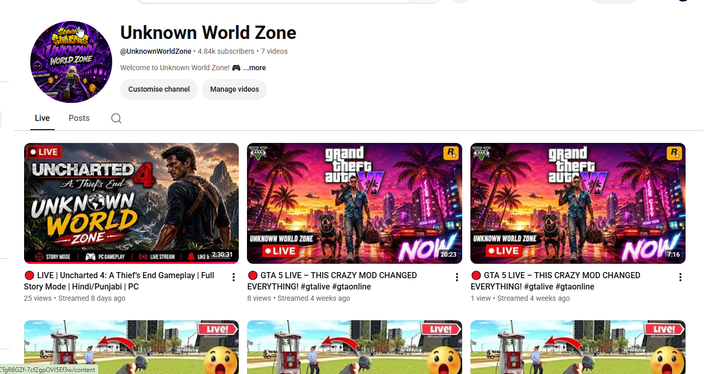 4.84K Subscriber  | 273K View | 1 strike