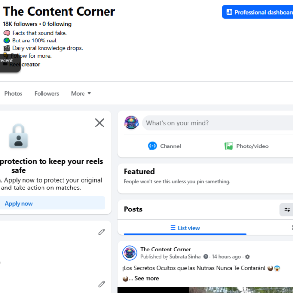 Monetized Page| 18K Follower | 1.8M Views| 6 Months Old
