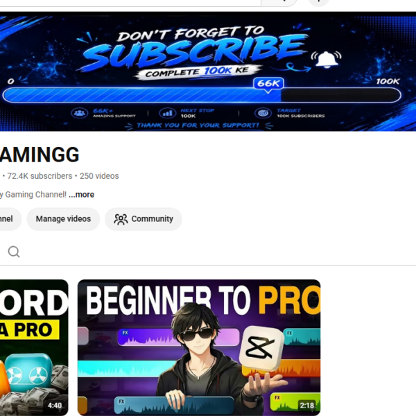 72K Subscribers | 5.7M Views  | 1 copyright strike
