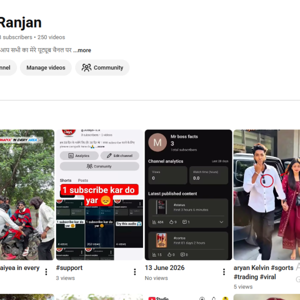 100K View|100+Subscriber|1 Years Old